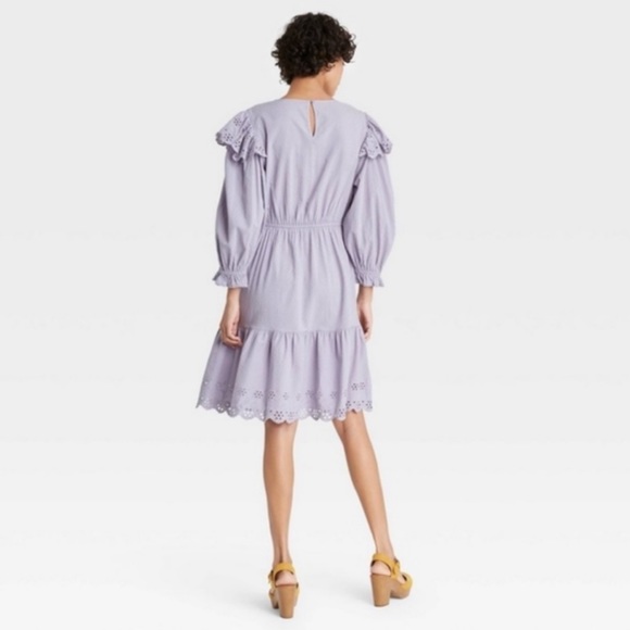 Women's Ruffle Long Sleeve Ruffle Dress - Universal Thread - Picture 3 of 6